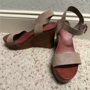 MIA Beige and Brown Wedge Sandals